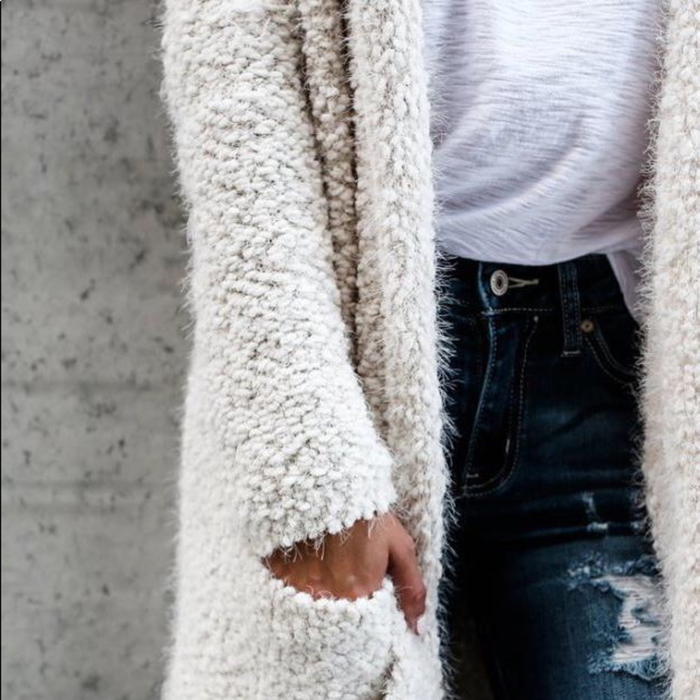 Fluffy White and Gray Cardigan ☁️